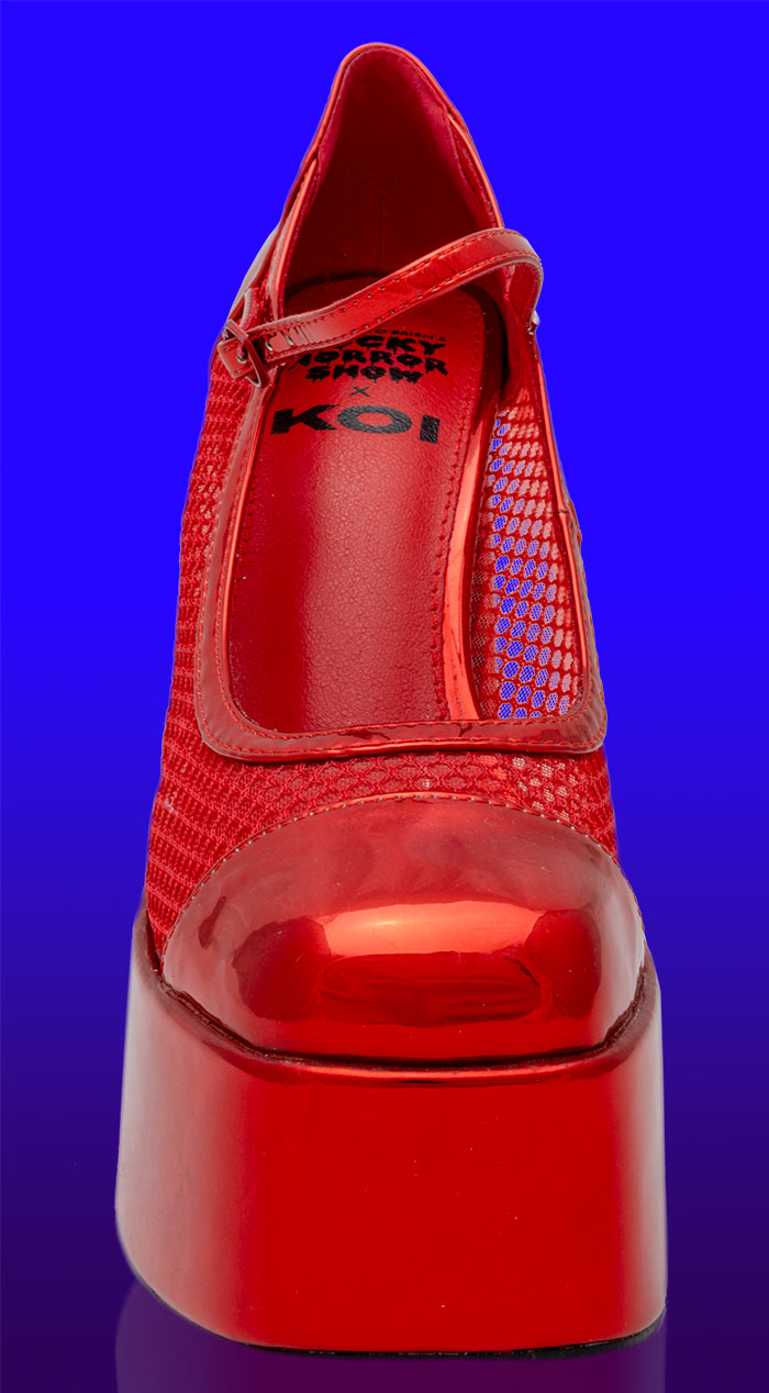 Koi Footwear - Regular Frankie Fan Fishnet Platform Heels Red