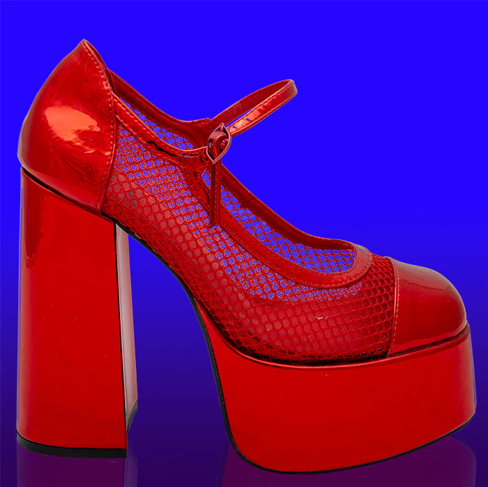Koi Footwear - Regular Frankie Fan Fishnet Platform Heels Red