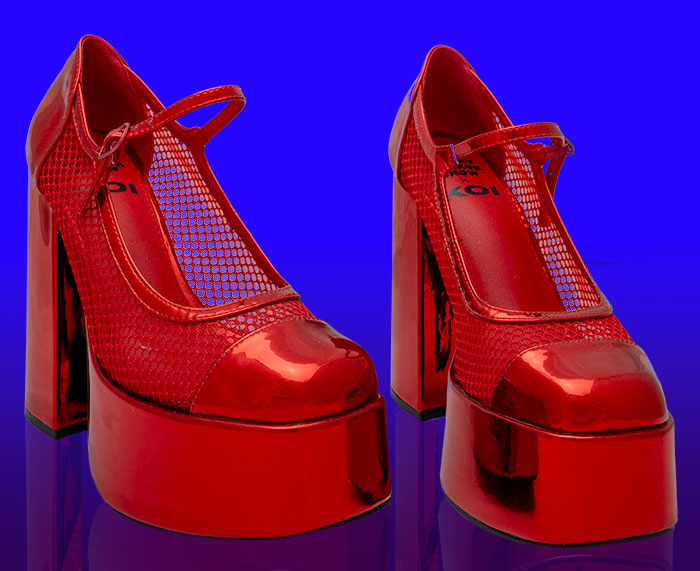 Koi Footwear - Regular Frankie Fan Fishnet Platform Heels Red