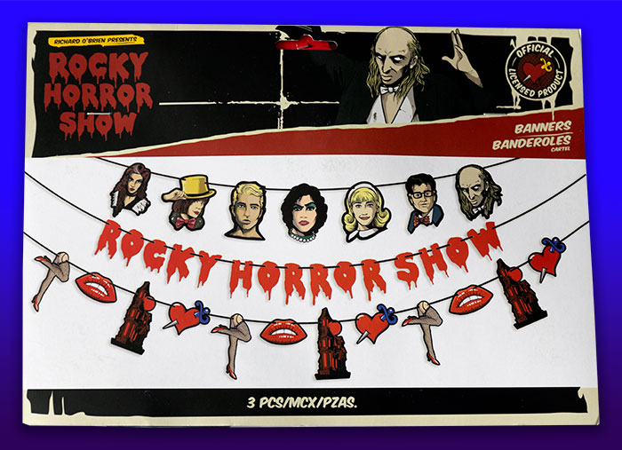 Rocky Horror Banners in their packaging